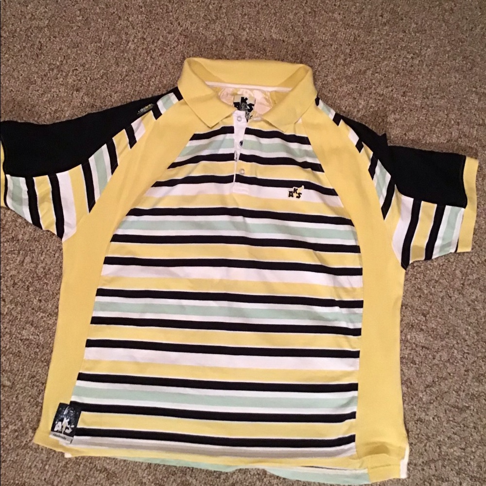 Men’s size extra large tall polo shirt navy white and yellow collar with3buttons